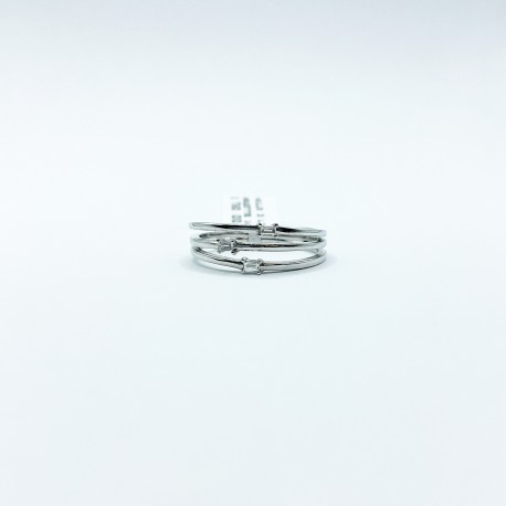 Anillo 3 Lineas Con Baguettes