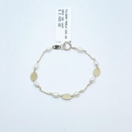 Pulsera Perlas Con Cadena