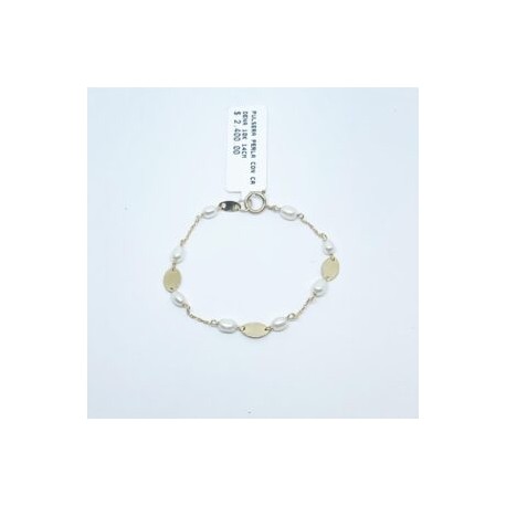 Pulsera Perlas Con Cadena