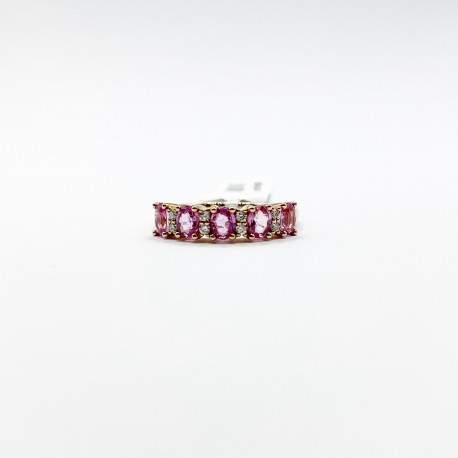 Anillo Con Zafiros Rosa y Diamantes