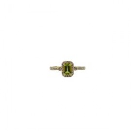 Anillo Cuadro Peridoto Con Diamantes