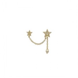 Arete Doble Estrella Con Cadena