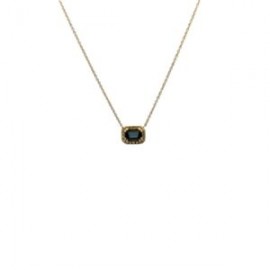 Collar Cuadro De Topacio London Blue Con Halo De Diamantes