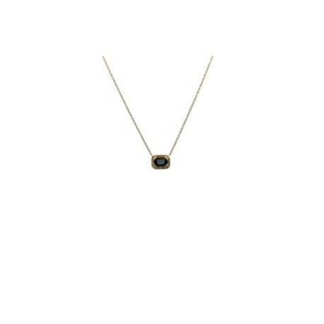 Collar Cuadro De Topacio London Blue Con Halo De Diamantes