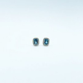 Aretes Cuadro Topacio London Blue