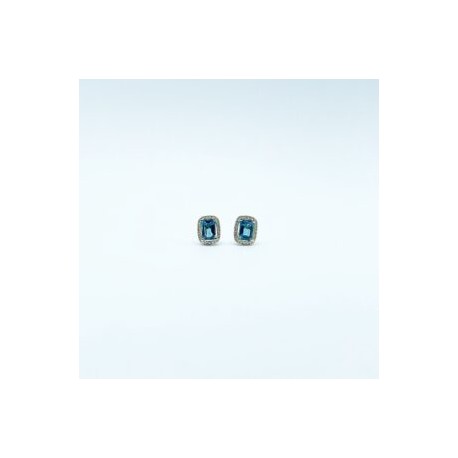 Aretes Cuadro Topacio London Blue