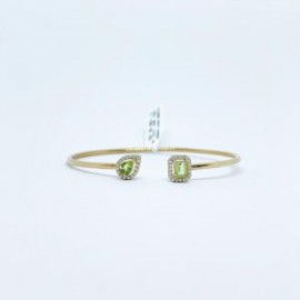 Brazalete Cuadro y Gota Peridoto Con Diamantes