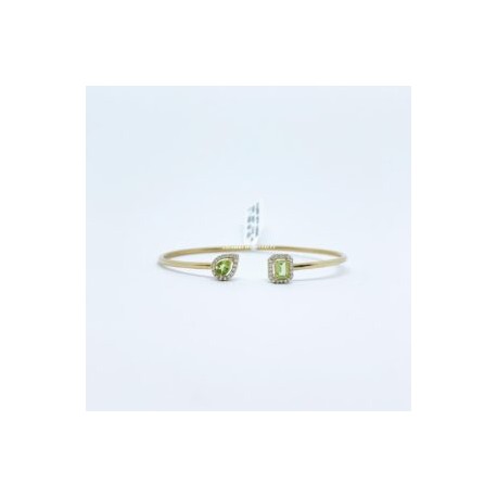 Brazalete Cuadro y Gota Peridoto Con Diamantes